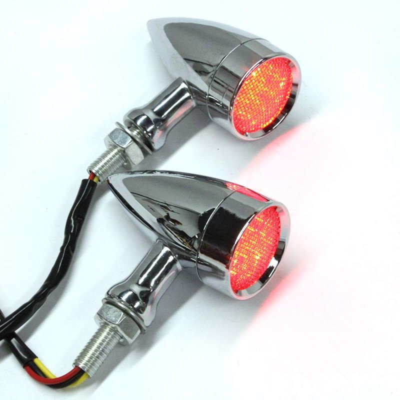 Miss Moly Chrome Motorcycle Led Turn Signals Red Light Brake Running Tail Bullet