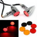 Miss Moly Chrome Motorcycle Led Turn Signals Red Light Brake Running Tail Bullet 