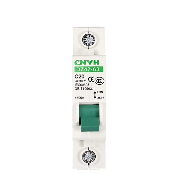 Miniature Circuit Breaker Dz47-63 1 Pole 20a 230 400v Din Rail Mount C20 C Curve
