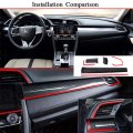 Xiter 6pcs Abs Carbon Fiber Car Interior Center Consoles Instrument Panel Stickers Dashboard Cover Trims Strips Accessories For