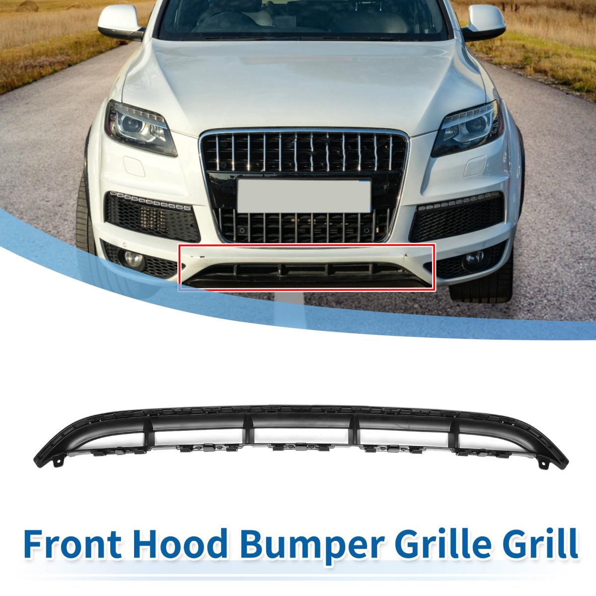 Front Lower Hood Bumper Grille For Audi Q7 2010-2015 Sport Style Black Abs Plastic Oe Number 4l0807683e