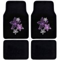 Pretty Rugs Design Carpet Car Floor Mats For Auto Van Truck Suv 4 Piece Full Set With Rubber Backing Universal Fit Pink Flower 