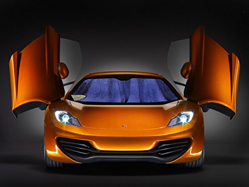 Universal 24x58 Inch Reflective Blue With Silver Reverse Side Front Windshield Window Sunshade Double Sided Reversible For Car