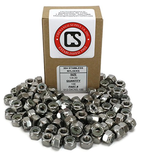 1 4-20 Nylon Insert Lock Nuts 18-8 Stainless Steel Uss Coarse Thread 100 Pieces