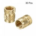 Uxcell Knurled Insert Nut M6 X 10mm L 8mm Od Female Thread Brass Embedding 30 Pcs