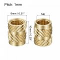 Uxcell Knurled Insert Nut M6 X 10mm L 8mm Od Female Thread Brass Embedding 30 Pcs