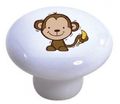 Set Of 2 Kids Monkey And Banana Ceramic Cabinet Drawer Pull Knobs 