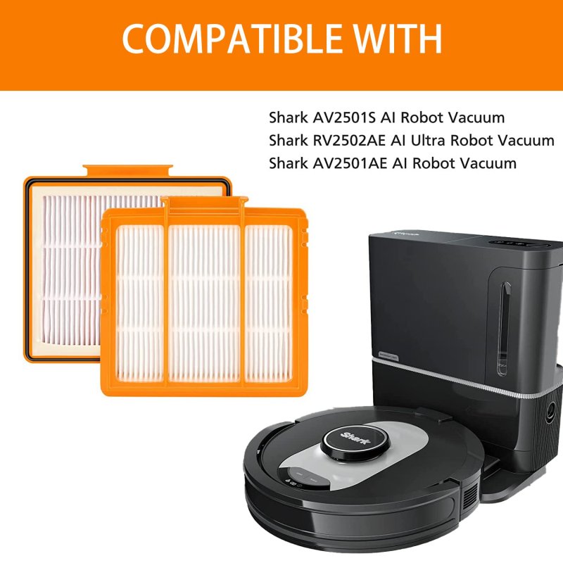 Hepa Filter For Shark Ai Av2501s Av2501ae Rv2502ae Rv2520aous Av2510aous Robotic Vacuum Cleaner Replacement Parts 2 Pack