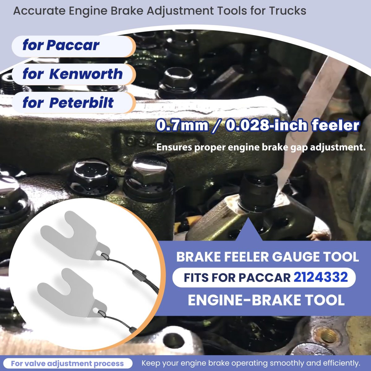 2 Pack 0 7mm Brake Feeler Gauge Tools For Paccar Engine 028 In Stainless Steel Instrumentation Tool Mx 11 And 13 Engines