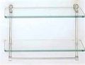 Universal Double Glass Shelf With Towel Bar Length 16 Finish Satin Brass 