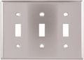Eaton 93073-box Standard Size Stainless Steel 3-gang Toggle Switch Wallplate Satin Brush Finish 
