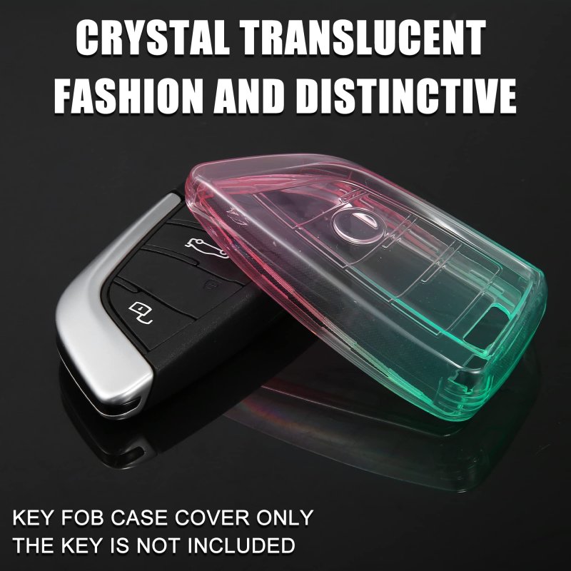 1 Pcs Key Fob Remote Control Cover Case Full Protection Tpu Shell For Bmw 2 3 5 6 Series Cyan And Rose Red Gradient