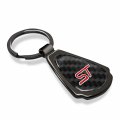 Ipick Image Compatible With Ford Focus St Real Black Carbon Fiber Gunmetal Metal Teardrop Key Chain