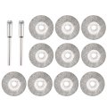 10 Pcs 25mm Diamond Coated Cutting Wheels With 2 3mm Mandrels For Rotary Tool 