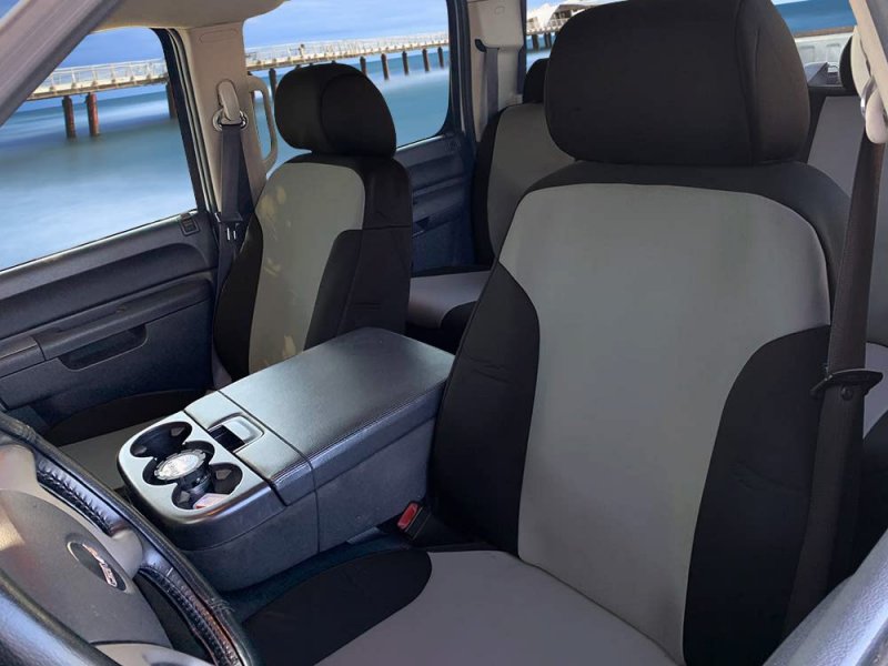 Carscover Custom Fit 2015-2019 Chevy Tahoe Neoprene Suv Car Front Seat Covers Gray Black Sides Driver Passenger Cover
