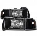 Headlights Headlamps Black For 1994-2001 Dodge Ram 1500 1994-2002 2500 3500 
