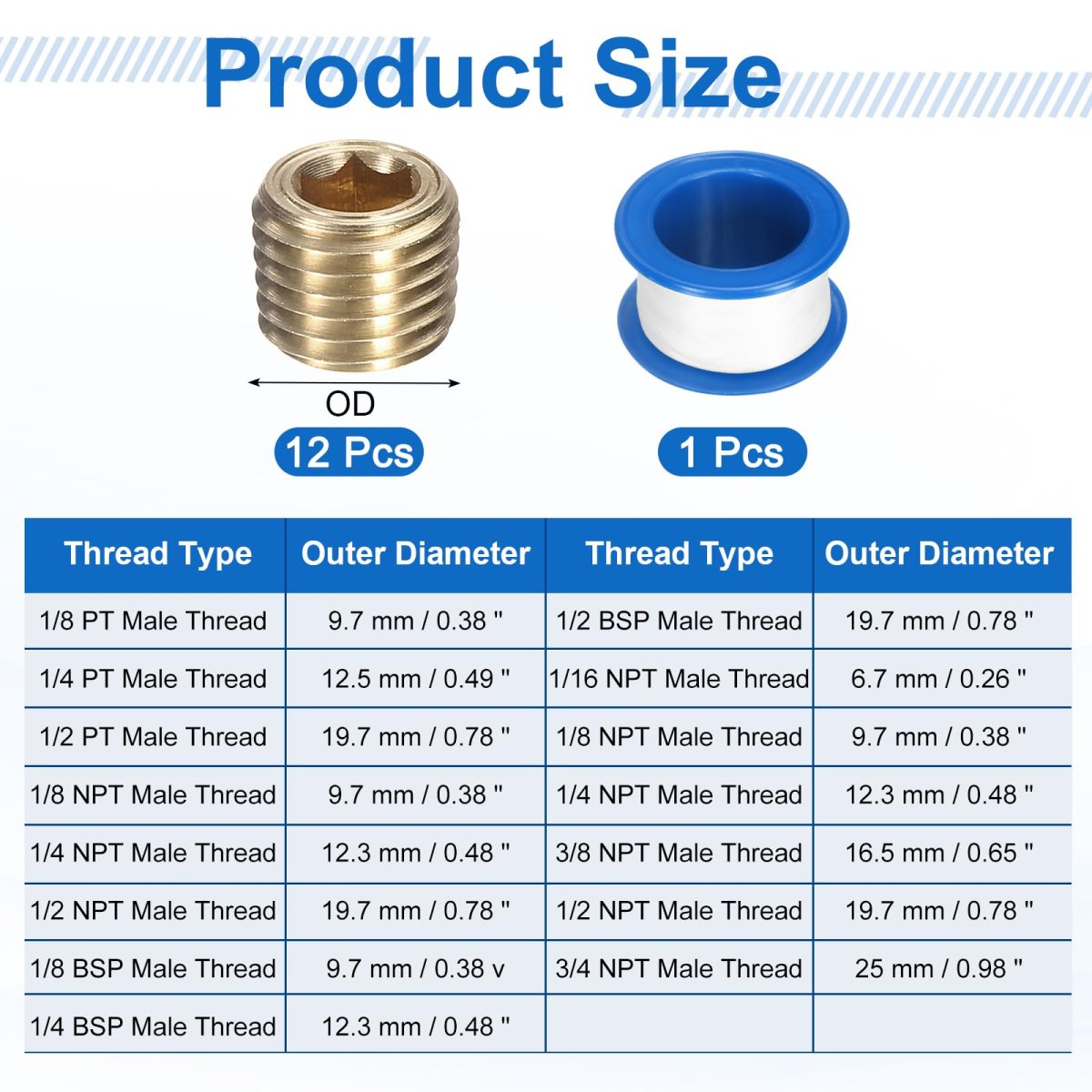 12pcs 1 16 Npt Brass Pipe Plug Fitting Male Thread Internal Hex Socket Cap Countersunk For Sealing Port Pneumatic Solenoid