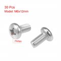 Uxcell M6x12mm Machine Screws Pan Phillips Cross Head Screw 304 Stainless Steel Fasteners Bolts 30pcs
