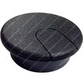 2 Piece Plastic Desk Grommets Black Flip-top 