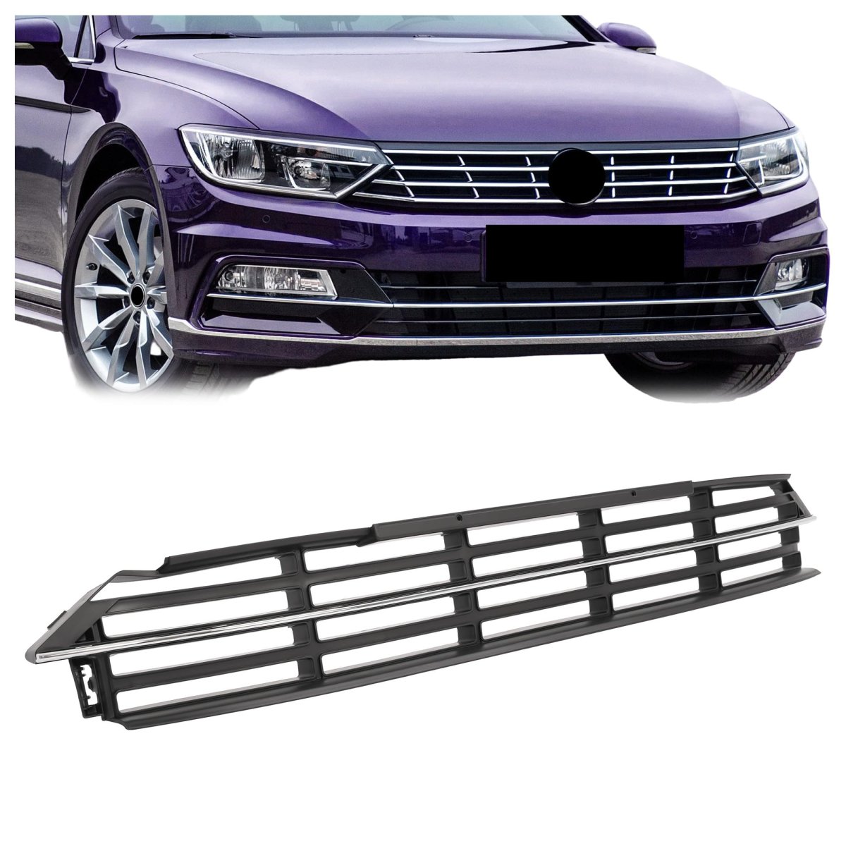 Front Lower Bumper Grille For 2012-2015 Volkswagen Passat Black And Silvery Plastic Replacement Part Cb-2411 5618536779b9
