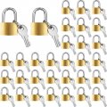 32 Pieces Mini Padlocks Small Solid Brass Locks 1 25 In With 3 Keys For Luggage Backpack Gym Locker Suitcase And Diary Books 