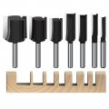 Straight Cut Router Bit Set 1 4 In Shank Double Flute Carbide 7 Piece With 56 3 8 2 1 Diameters For Cnc And Handheld 