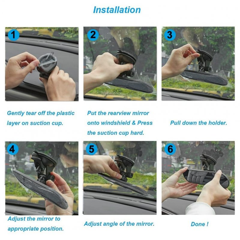Xhuangtech Anti Glare Car Rear View Mirror With Suction Cupi Universal Wide Angle Panoramic Rearview For Auto Truck Suvs Rvs