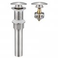 Kes Bathroom Sink Drain With Strainer Basket Hair Catcher Anti Clog Pop Up Stopper Vanity Vessel Without Overflow Brushed 