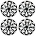 15 In Gloss Black And Silver Universal Hubcap Wheel Covers 4 Piece Set For Acura Chevrolet Dodge Ford Honda Hyundai Kia Mazda 