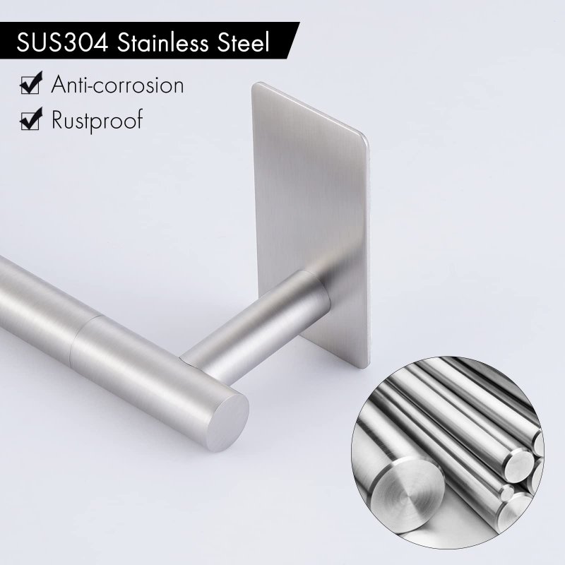 Kes 23 6 Inch Adhesive Towel Bar For Bathroom Wall Bath Holder Rack No Drill Sus304 Stainless Steel Brushed Finish Bth7300s60-2