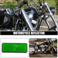 X Autohaux 4 Pcs 87x32mm Green Plastic Universal Rectangular Reflective Warning Reflector With Adhesive Tape For Motorcycle