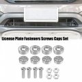 X Autohaux 1 Set License Plate Fasteners Screws Caps Covers White Universal Glitter Rhinestone Bolts Bolt Cap For Car