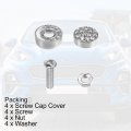 X Autohaux 1 Set License Plate Fasteners Screws Caps Covers White Universal Glitter Rhinestone Bolts Bolt Cap For Car