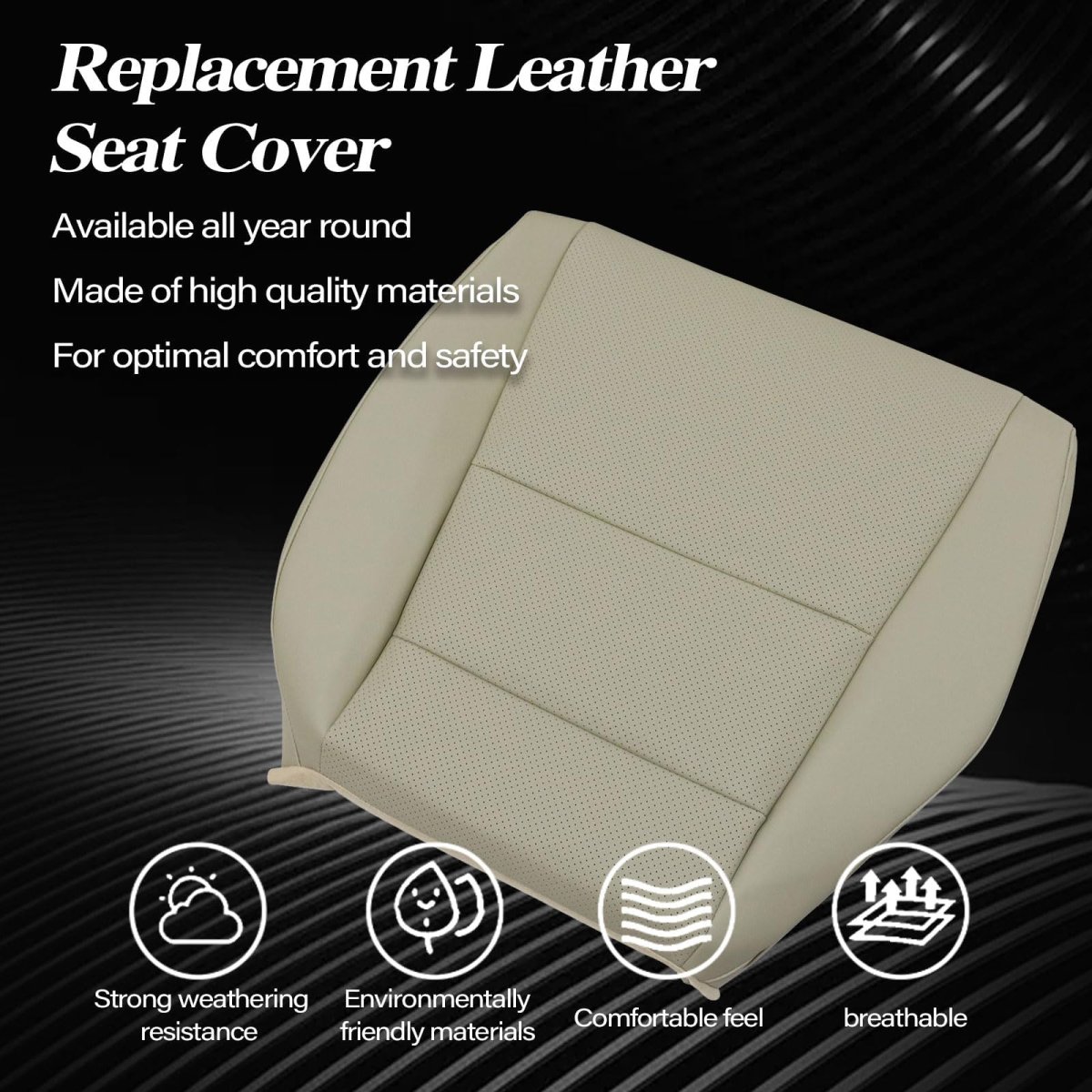 Driver And Passenger Bottom Perforated Leather Replacement Seat Covers Tan For Acura Tsx 2009 2010 2011 2012 2013 2014