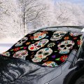 Sugar Skull Graveyard Mexico Mask Windshield Snow Cover Frost Ice Window Winter Windproof For Auto Protector Accessories