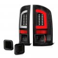 Black Housing Premium C-shape Oled Tube Tail Light Full-led Smoke Lens License Plate Lamp Assembly Bundle For 2003-2006 Dodge 