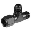 Black Fuel Hose Fitting An6 Male Flare Tee With Female Swivel On Run Adaptor T Pipe Adapter Aluminum Alloy 