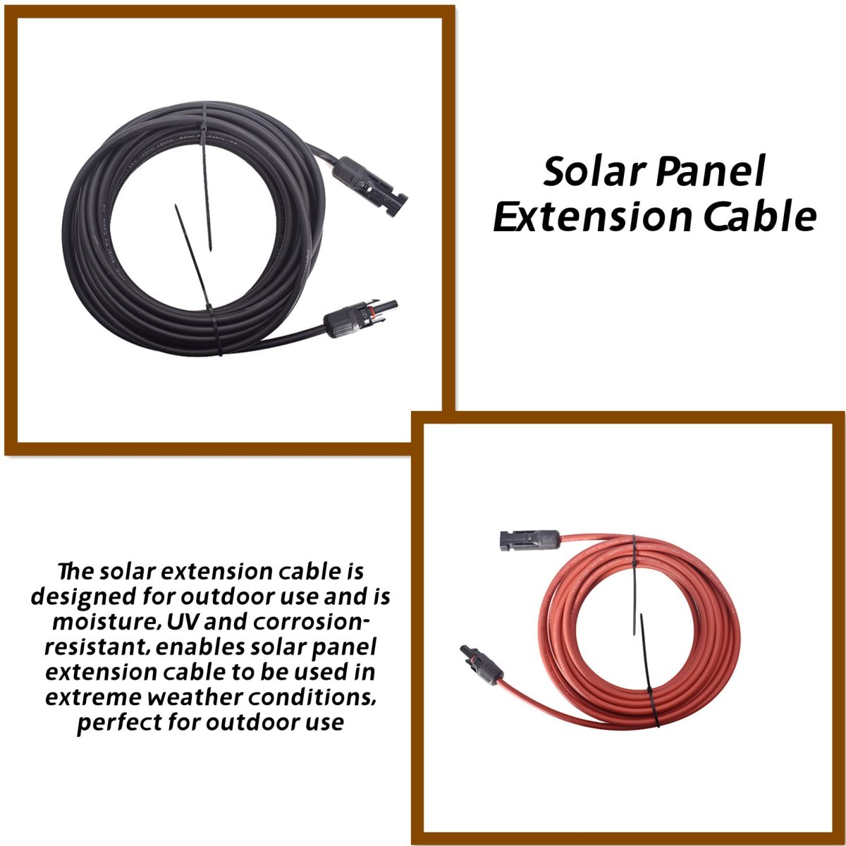 Solar Panel Extension Cable Wire 20ft 12awg With Male And Female Connectors Pure Copper Tin Coated New Energy Cord For Rv