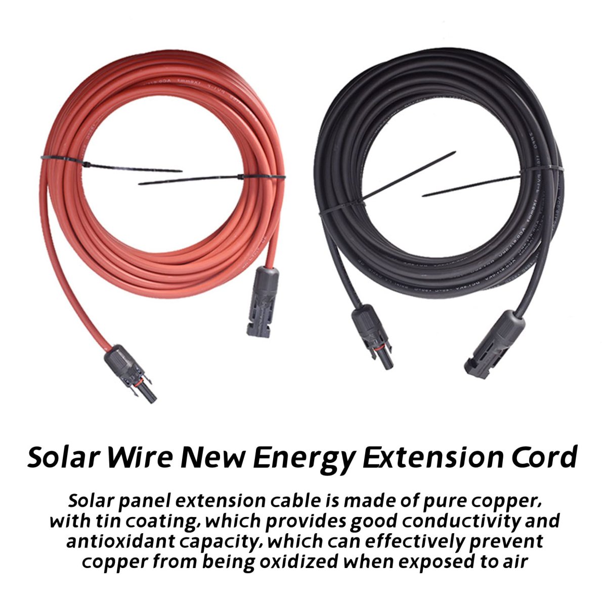 Solar Panel Extension Cable Wire 20ft 12awg With Male And Female Connectors Pure Copper Tin Coated New Energy Cord For Rv