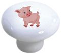 Set Of 2 Baby Pig Farm Animal Ceramic Cabinet Drawer Pull Knobs 