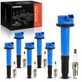 Blue Set Of 12 Ignition Coil Pack And Iridium Spark Plugs For Ford Escape 2009 Fusion 2006-2012 Mercury Mariner 2009-2011 Milan