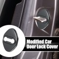 4pcs Stainless Steel Car Door Lock Latches Cover Protector Caps Ford Focus 2019-2021 For Explorer 2020 Carbon Fiber Pattern