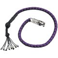 Dream Apparel 42 Motorcycle Get Back Whip Genuine Leather Biker For Handlebar With Fringes And Skulls Black Purple 