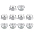 Nylon Insert Hex Lock Nuts 10pcs M2 5 X 0 45mm Aluminum Alloy Self-locking Anodizing Flange Nut For Fasteners Silver 