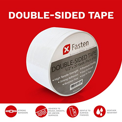 Double Sided Tape Removable 1 2 In By 20 Yards Pack Of 6 Strong Adhesive For Woodworking Carpets And Gift Wrap Weather