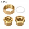 Uxcell Brass Pipe Union Connector Coupling 1 2pt Fitting With Female Threaded Connects Two Pipes 38mm Length 3pcs