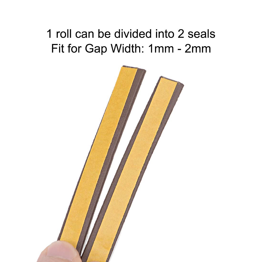 Foam Tape Adhesive Weather Stripping 9mm Wide 2mm Thick 5 Meters Long Brown Pcs