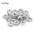 Uxcell Left-hand Hexagonal Nut M8x1 25mm 304 Stainless Steel Reverse For Assembling And Fastening Silver 10pcs