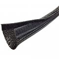 Electriduct 2 Side Entry Cable Wrap Braided Sleeving With Hook Loop Fastener 10 Feet Black 