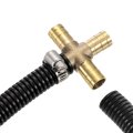 1set Brass Cross Pipe Fitting With Hose Clamp 19mm Barb Union Adapter For Water Fuel Air Transport Connect Pipelines 